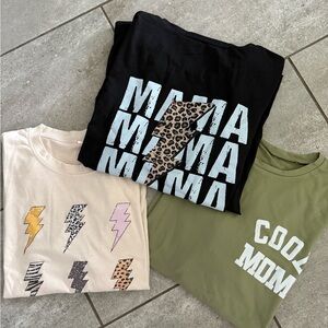 Cool Mom T-Shirt Set - Black, Cream, Green